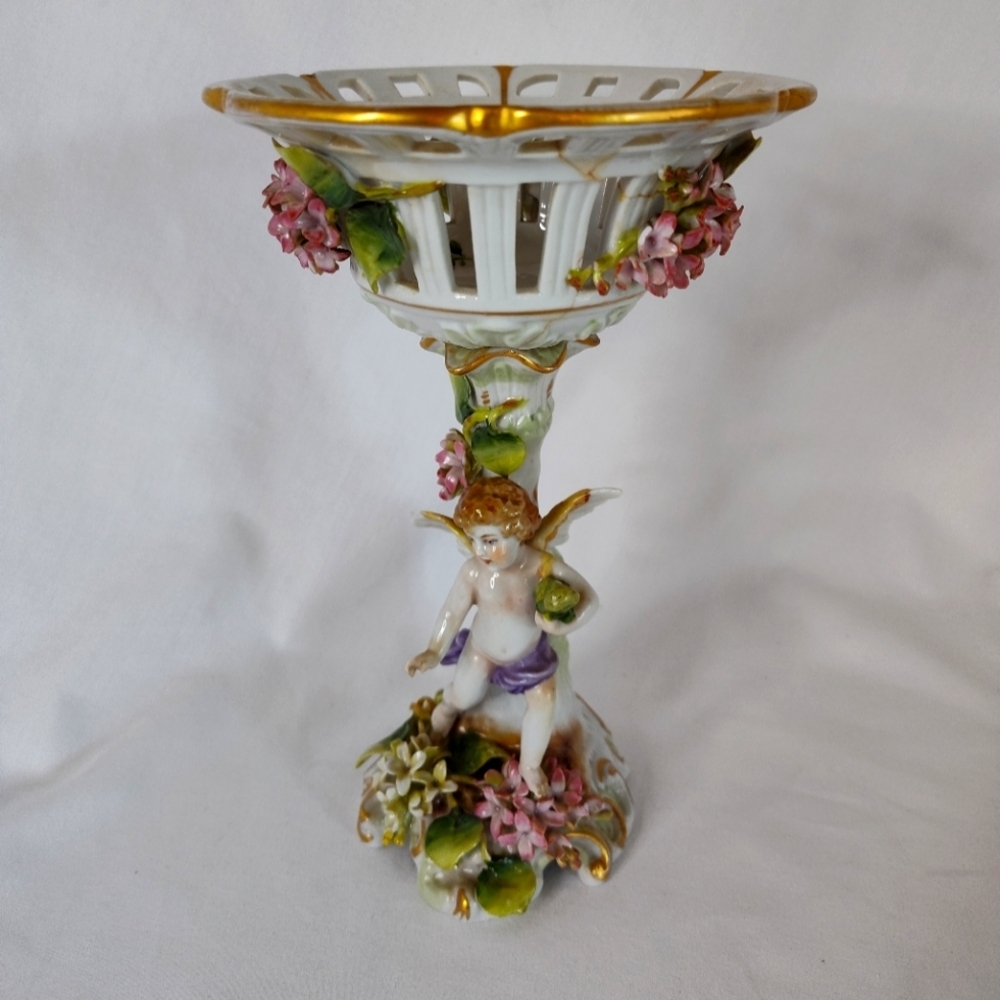 1907 Antique Von Schierholz Putti Compote Thuringia Germany - Picture 1 of 8